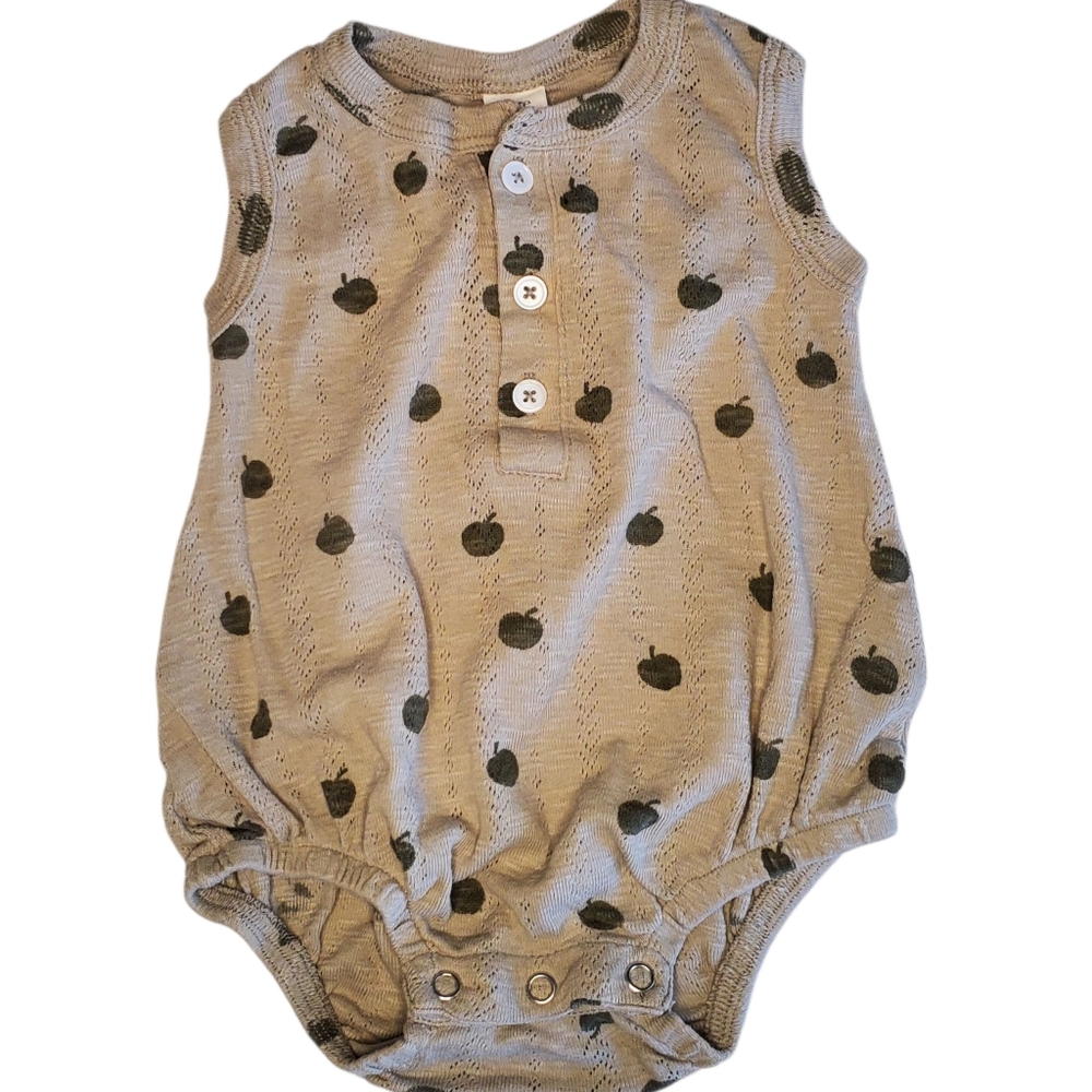 kate quinn Cream Sleeveless Apple Print One-Piece Bodysuit